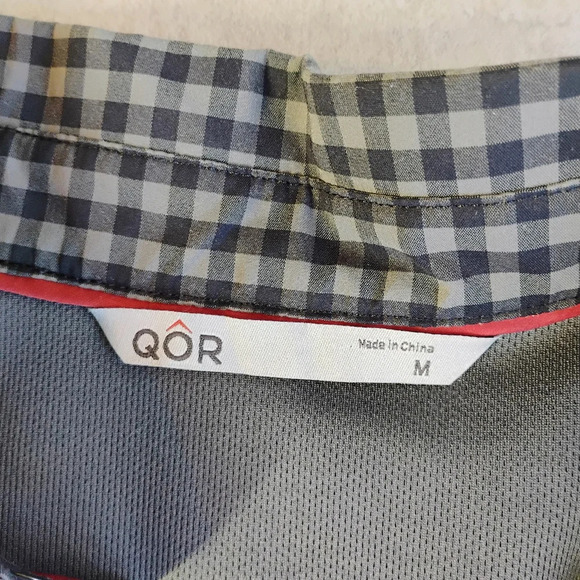 QOR Gingham Short Sleeve Button Up Performance Stretch Shirt Mens Size Medium - Picture 6 of 13
